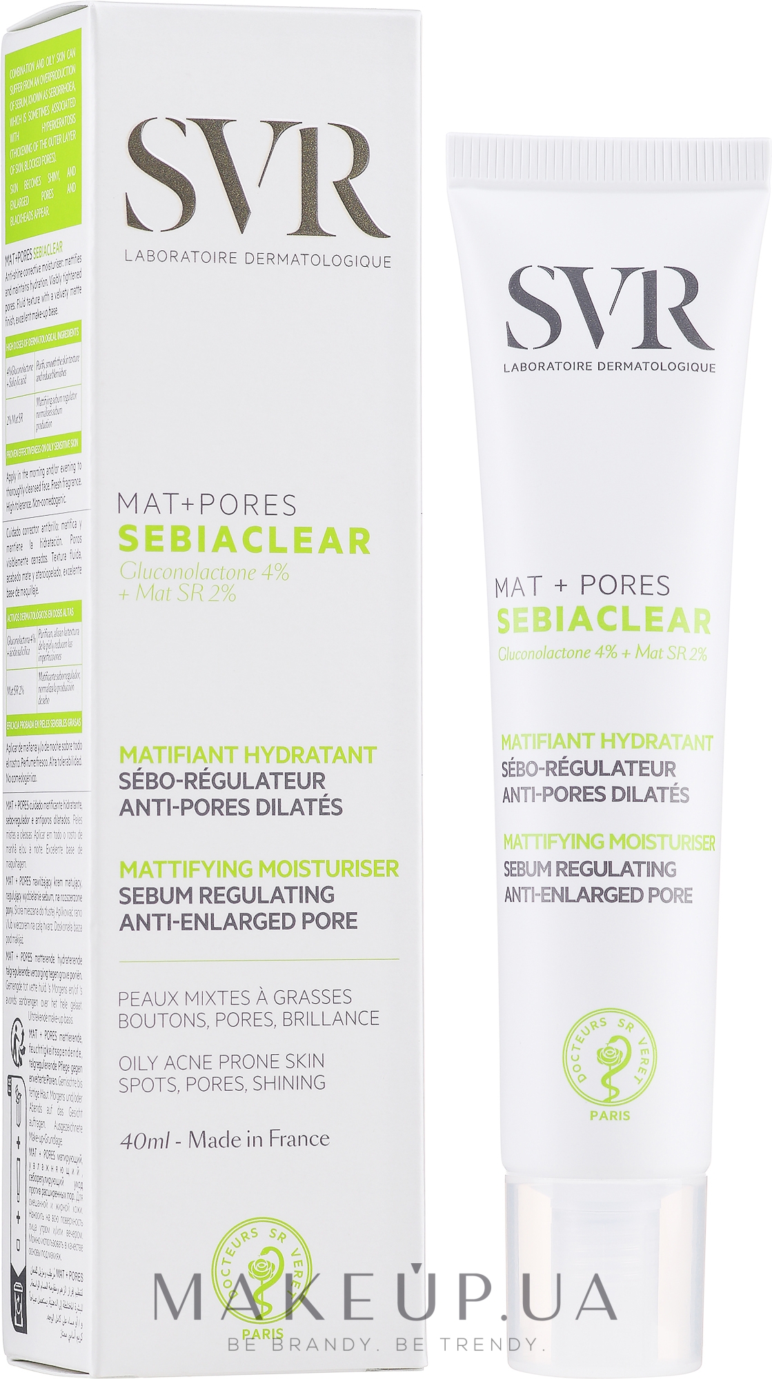 Матувальний і порозвужувальний крем - SVR Sebiaclear Mat Pores Cream — фото 40ml