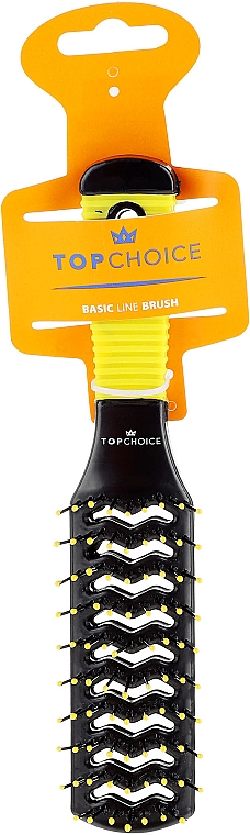 Расческа для волос туннельная, 2021, черная с желтым - Top Choice — фото N1