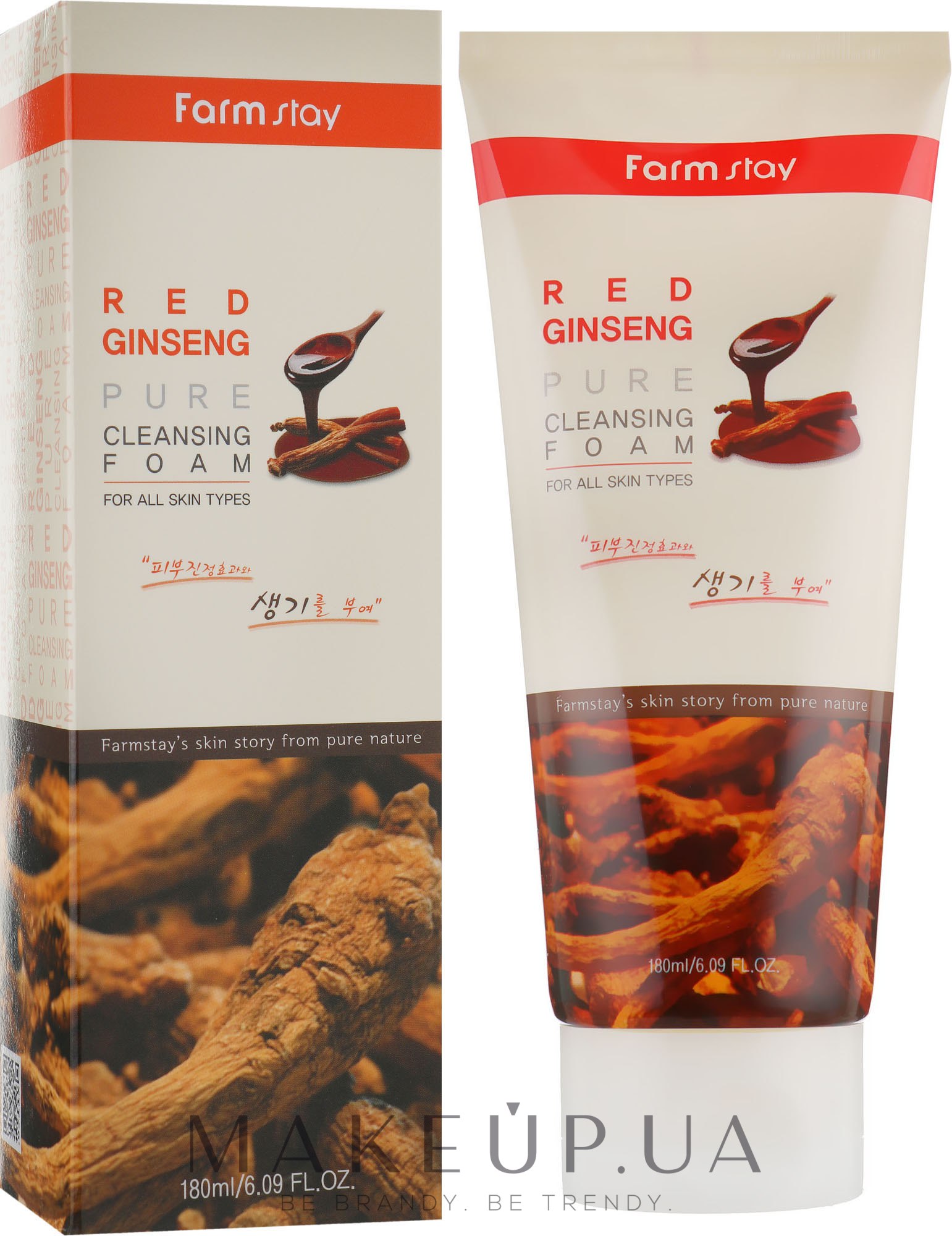 Пінка з екстрактом червоного женьшеню - Farmstay Red Ginseng Pure Cleansing Foam — фото 180ml