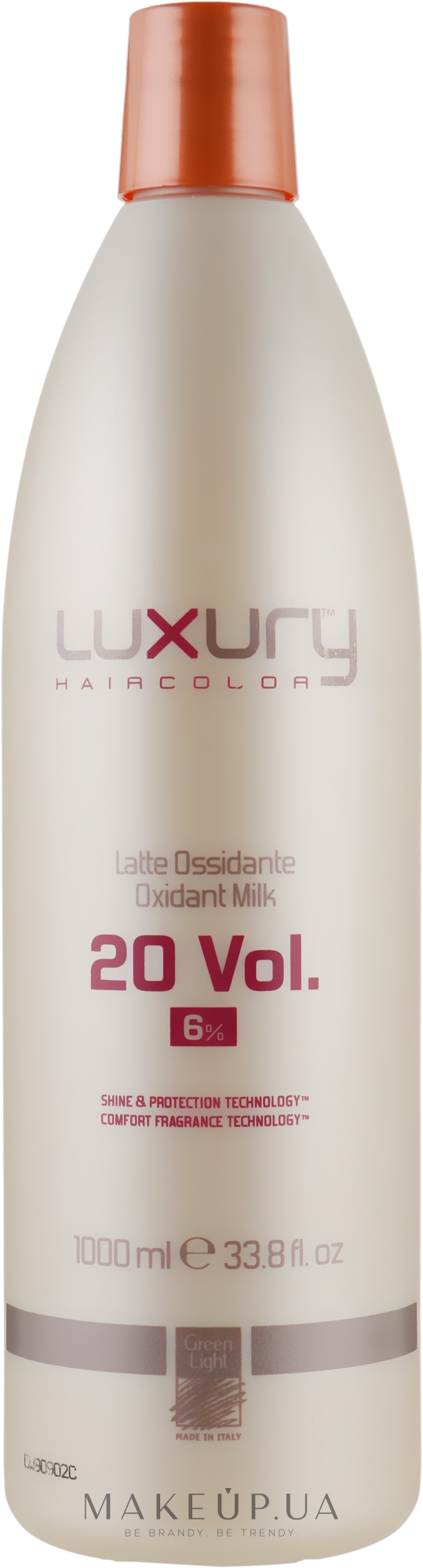 Молочний Оксидант - Green Light Luxury Haircolor Oxidant Milk 6% 20 vol. — фото 1000ml