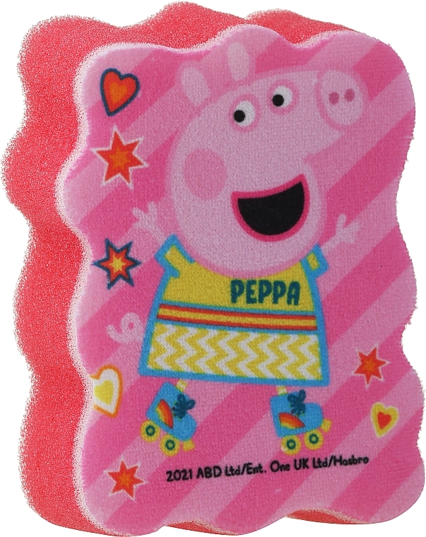 Мочалка банная детская "Свинка Пеппа", Пеппа на роликах, красная - Suavipiel Peppa Pig Bath Sponge — фото N1