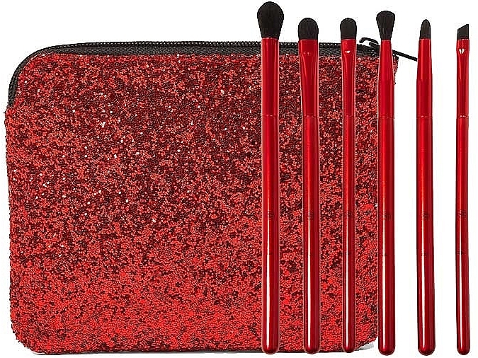 Набір пензлів для макіяжу, 6 шт., + косметичка - BH Cosmetics Drop Dead Gorgeous Killer Queen Eye Brush Set — фото N1