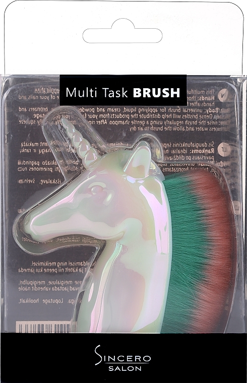 Кисть для макияжа "Единорог", белая с зеленым - Sincero Salon Multi Task Brush — фото N2