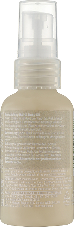 Живильна олія для волосся й тіла - Paul Mitchell Tea Tree Hemp Replenishing Hair & Body Oil — фото N2
