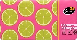 Салфетки бумажные в пленке "Лимоны", 2 слоя, 150 шт., розовые - Silken — фото N1