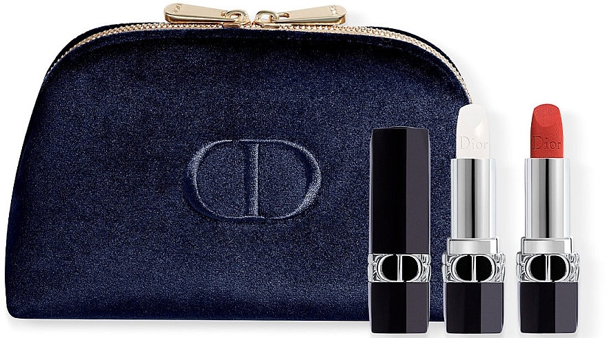Набор - Dior Rouge Set (lipstick/3.5 g + l/balm/3.5 g + bag/1 pcs) — фото N1