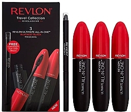 Духи, Парфюмерия, косметика Набор - Revlon Travel Collection Exclusive 3x Ultimate All-In-1 Blackest Black Mascara (mascara/3x8.5ml + eye/liner/0.28g)