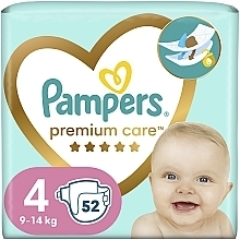 Подгузники Pampers Premium Care Размер 4 (Maxi) 9-14 кг, 52 подгузника - Pampers — фото N1