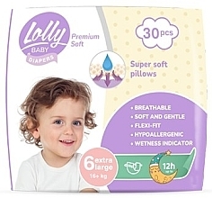 Подгузники детские "Premium Soft" 6 (16 + кг), 30 шт. - Lolly — фото N1