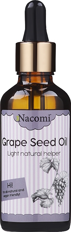 Масло для лица и тела из виноградных косточек с пипеткой - Nacomi Grape Seed Oil — фото N1