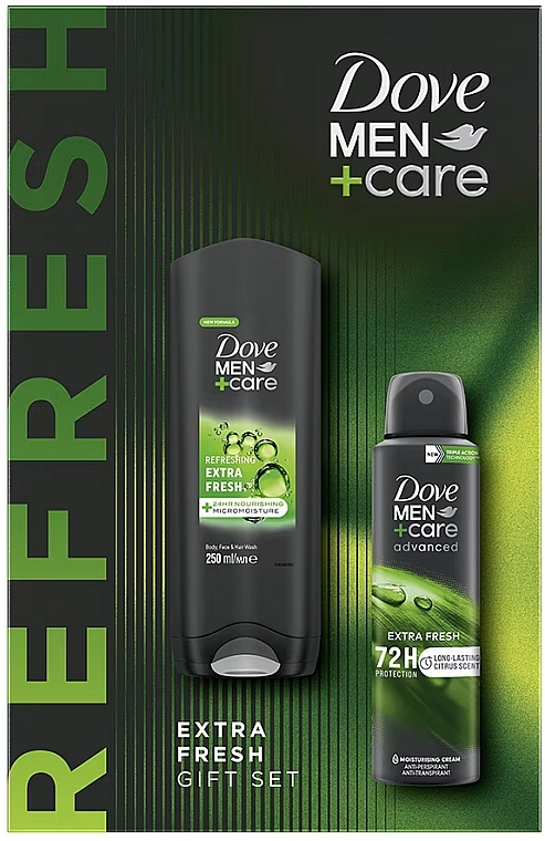 Набір - Dove Men+Care Extra Fresh Care Gift Set (b/f/wash/400ml + deo/150ml) — фото N2