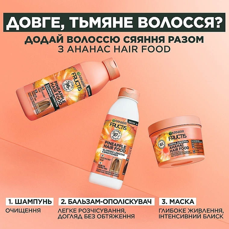 Маска для довгого, тьмяного волосся "Ананас. Сяюча довжина" - Garnier Fructis SuperFood  — фото N9