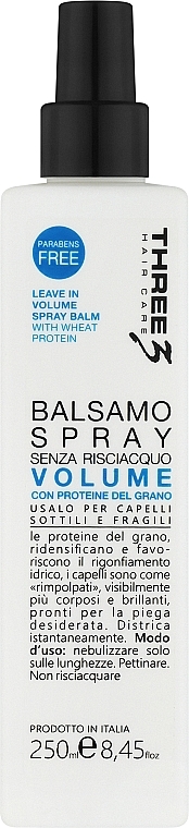 Бальзам-спрей для надання об'єму тонкому і ламкому волоссю - Faipa Roma Three Hair Care Volume Spray Balm — фото N1
