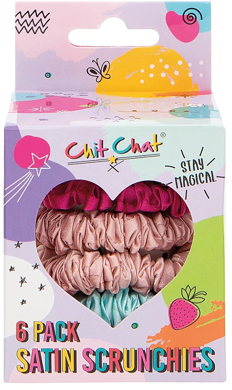 Набір атласних резинок для волосся, 6 шт. - Chit Chat Satin Scrunchies 6 Pack — фото N1