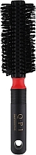 Парфумерія, косметика Ворсиста кругла щітка для волосся, 22 см, чорна з червоним - QPI
