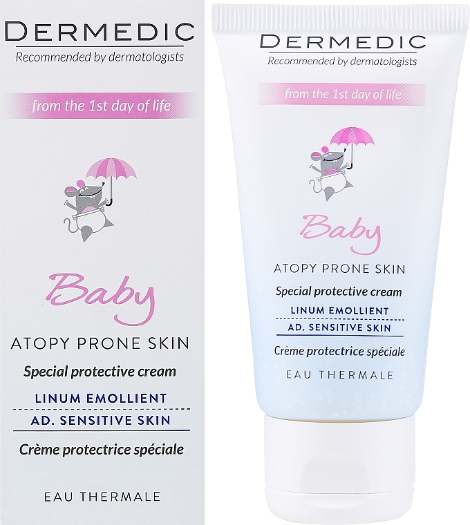 Дитячий захисний крем SPF 15 для щоденного догляду та захисту дуже сухої, атопічної та схильної до алергії шкіри - Dermedic Linum Emolient Baby Cream