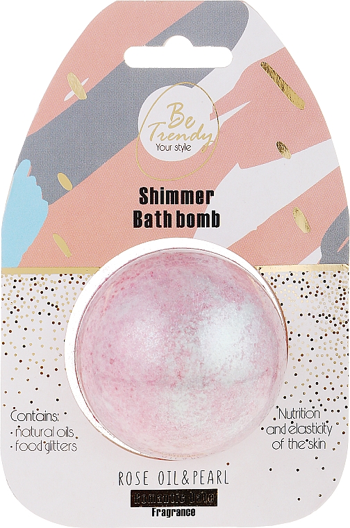 Бомба для ванни "Олія троянди й перли" - Be Trendy Shimmer Bath Bomb Rose Oil & Pearl Romantic Date — фото N1