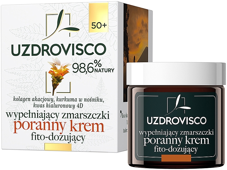 Фитодозирующий дневной крем для лица с куркумой 50+ - Uzdrovisco — фото N1