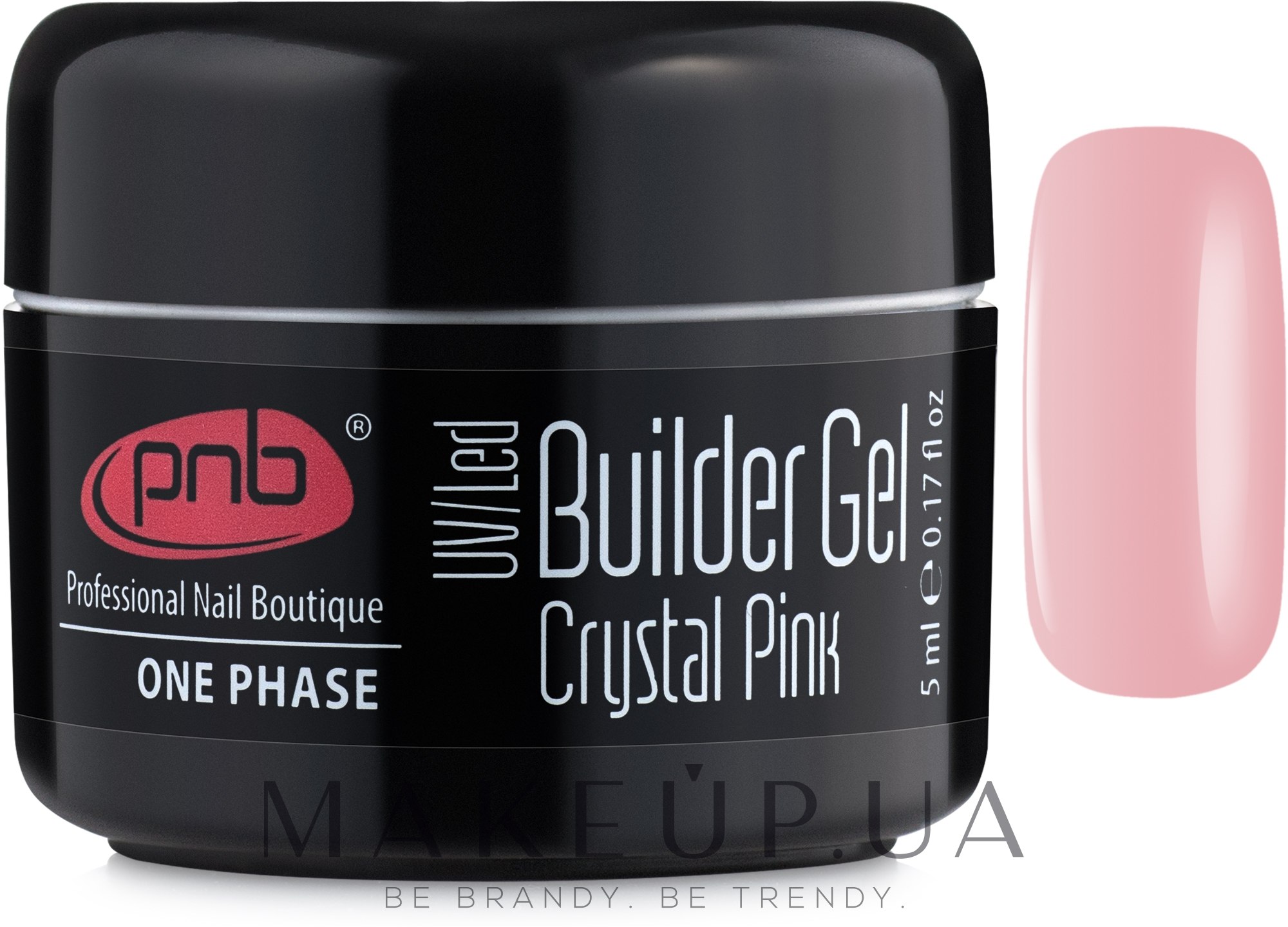 Однофазный моделирующий гель прозрачно-розовый - PNB UV/LED One Phase Builder Gel Crystal Pink (мини) — фото 5ml