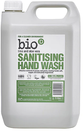 Жидкое мыло "Лайм и алоэ вера" - Bio-D Lime & Aloe Vera Sanitising Hand Wash — фото N2