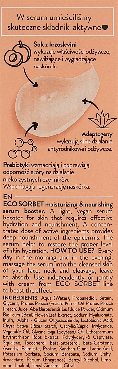 Увлажняющая и питательная сыворотка для лица - Bielenda Eco Sorbet Moisturizing & Nourishing Serum Booster — фото N3