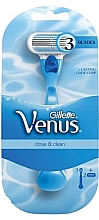 Бритва с 2 сменными кассетами, голубая - Gillette Venus Smooth — фото N1