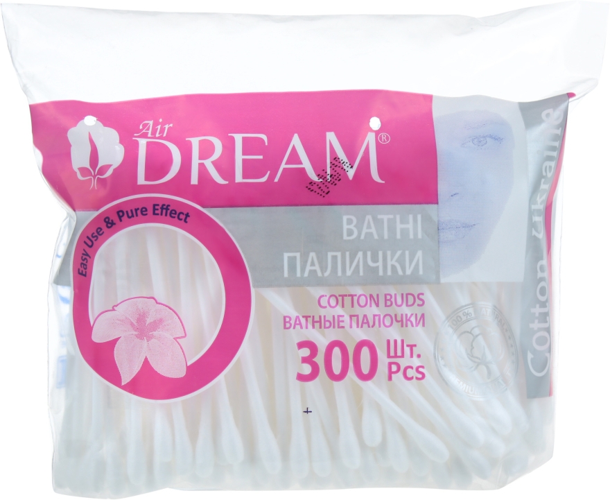 Ватные палочки в полиэтиленовом пакете, 300 шт. - Air Dream