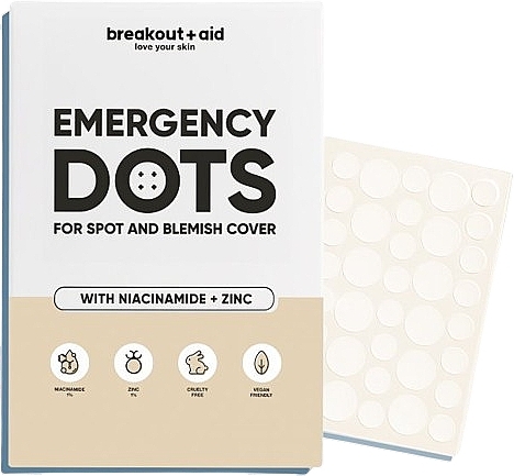 Пластыри от прыщей с ниацинамидом и цинком - Breakout + Aid Emergency Dots For Spot And Blemish Cover  — фото N1