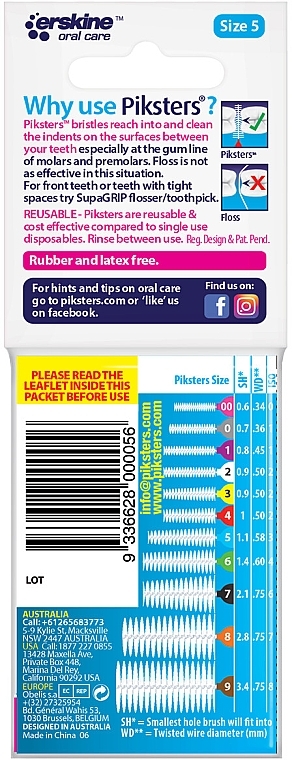 Міжзубні йоржики 5, блакитні, 10 шт. - Piksters Interdental Brushes Blue Size 5 — фото N2