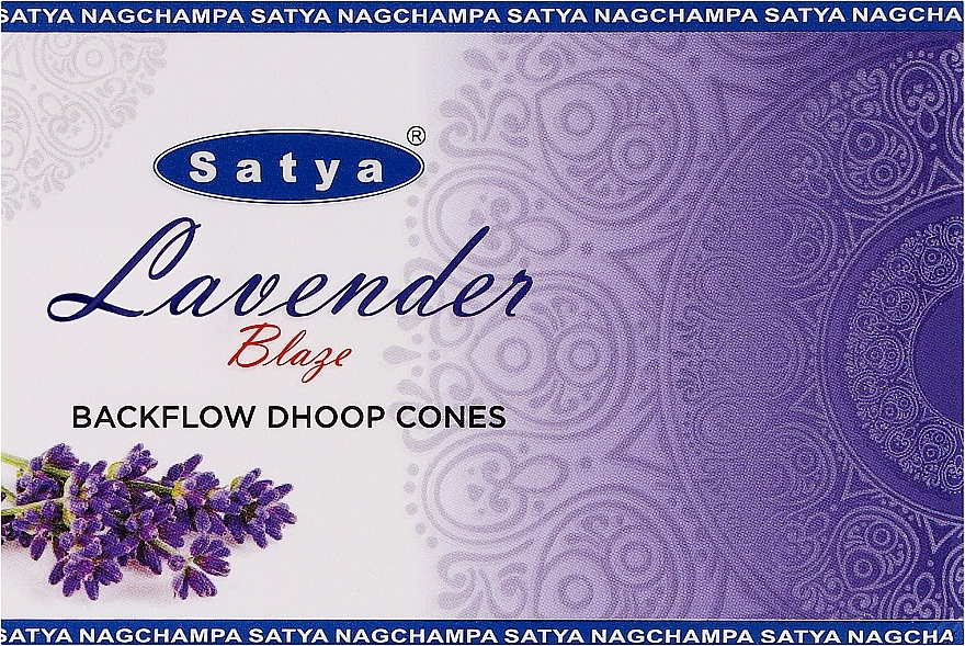 Пахощі конуси "Лавандове полум'я" - Satya Lavender Blaze Backflow Dhoop Cones — фото N1