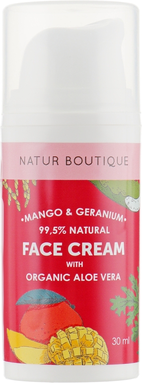 Крем для лица с органическим алоэ и геранью, восстановление и увлажение - Natur Boutique Mango Geranium Aloe Vera Face Cream — фото N2