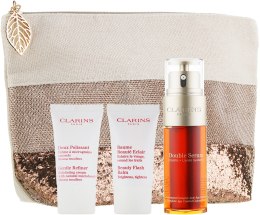 Парфумерія, косметика Набір - Clarins Double Serum Collection (serum/50ml + balm/15ml + cr/15ml + bag)