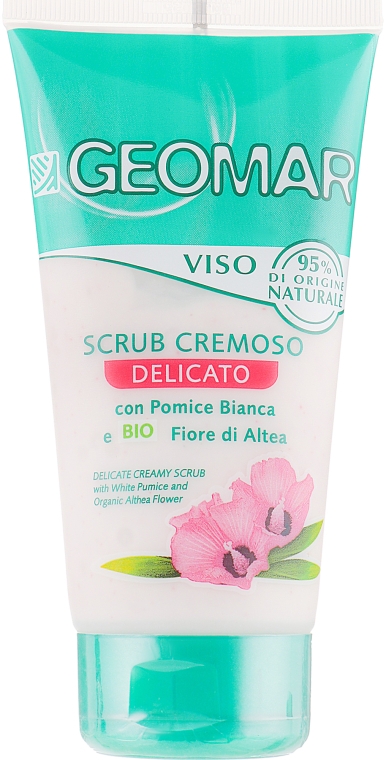 Делікатний крем-скраб для обличчя, з білою пемзою та органічними квітами алтеї - Geomar Delicate Creamy Scrub