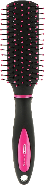 Міні-щітка для волосся прямокутної форми 18 см, рожева - Titania Softtouch — фото N1