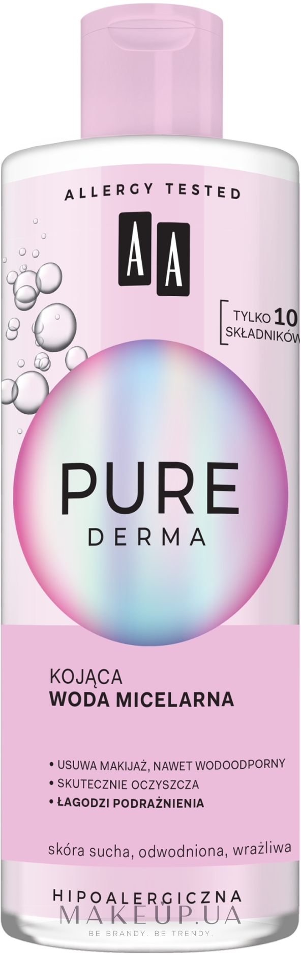 Увлажняющая и успокаивающая мицеллярная вода - AA Pure Derma Micellar Water For Make-up Removal — фото 400ml