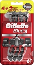Парфумерія, косметика Набір одноразових станків для гоління, 5+1 шт. - Gillette Blue III Red and White
