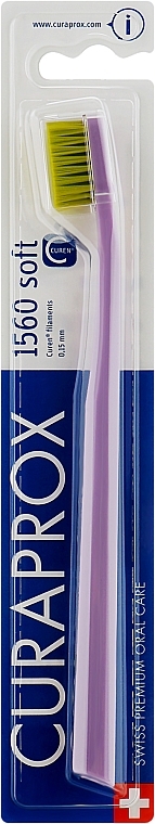 Зубна щітка CS 1560 Soft, D 0,15 мм, бузкова, салатова щетина - Curaprox — фото N1