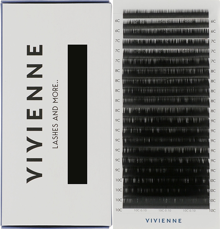 Накладні вії "Elite", чорні, 20 ліній (mix, 0,1, C, (6-10)) - Vivienne — фото N1