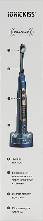 Электрическая ионная зубная щетка, темно-синяя - Ionickiss Ionpa Home — фото N2
