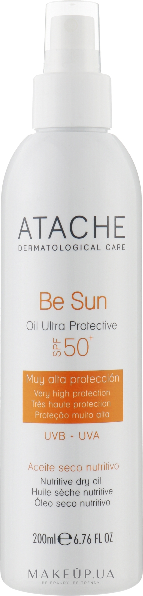 Омолаживающее солнцезащитное сухое масло для тела - Atache Be Sun Oil Ultra Protective SPF50 — фото 200ml