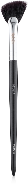 Пензлик для тіней і хайлайтера, W3537, зкошений віяловий, ворс білки - Wobs — фото N1