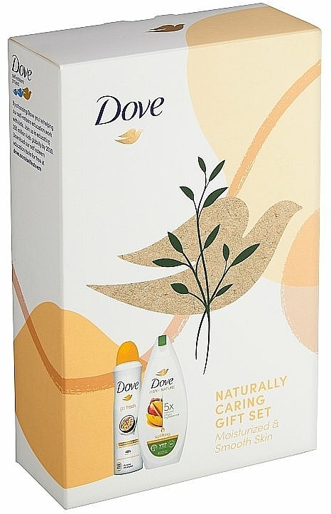 Набор - Dove Naturally Caring Gift Set (sh/gel/250ml + deo/spray/150ml) — фото N2