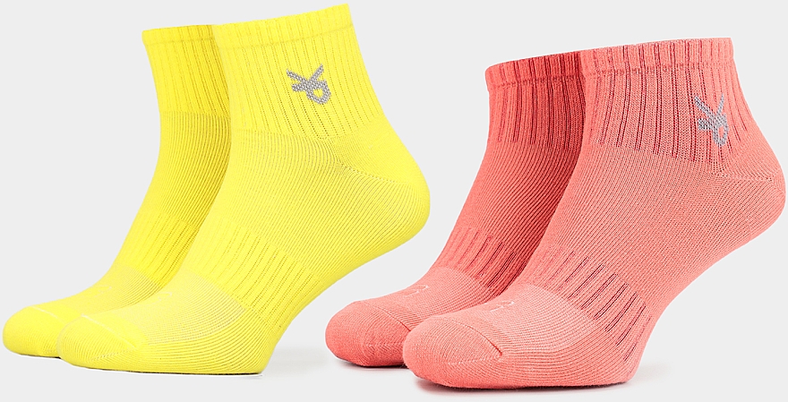 Шкарпетки середні для жінок "Women's Socks KP Sport 2-Pack", 2 пари, жовті та коралові - Keyplay — фото N1