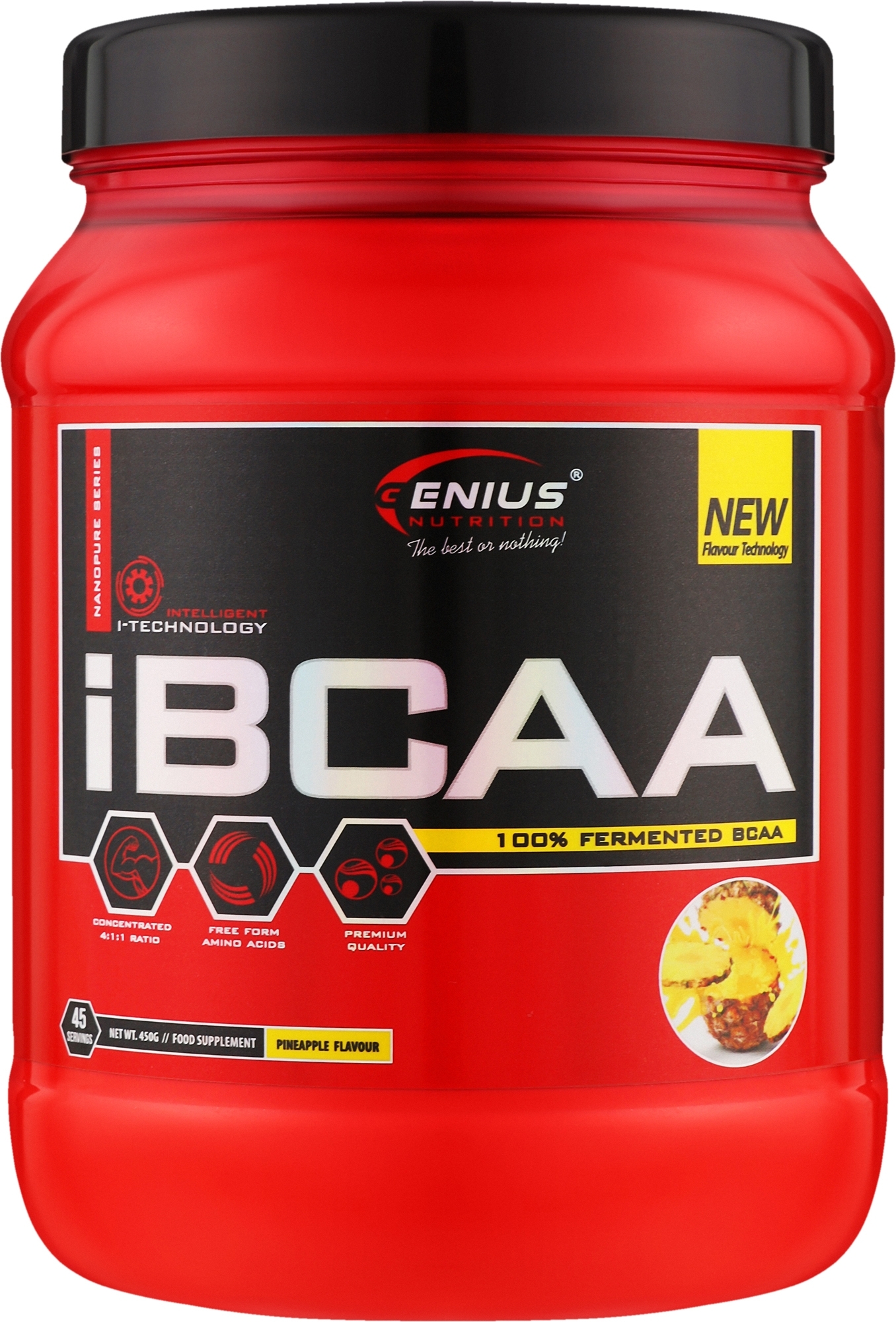 Амінокислоти "iBCAA", ананас - Genius Nutrition 100% Fermented BCAA Powder Pineapple — фото 450g