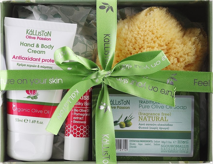 Набір, варіант 7 - Kalliston Gift Box (soap/100g + cr/50ml + lip/balm/5.2g + sponge/1pc) — фото N1