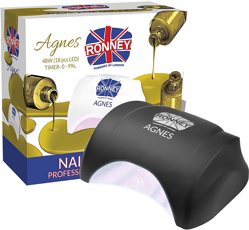 Лампа для нігтів LED, чорна - Ronney Profesional Agnes LED 48W (GY-LED-032) — фото N1