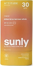 Парфумерія, косметика Сонцезахисний стік "Tropical" - Attitude Sunly Mineral Sunscreen Stick SPF30