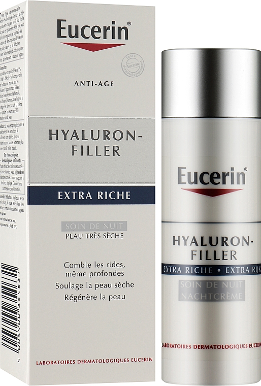 Ночной крем для очень сухой кожи лица - Eucerin Hyaluron-Filler Extra Riche Night Cream — фото N2