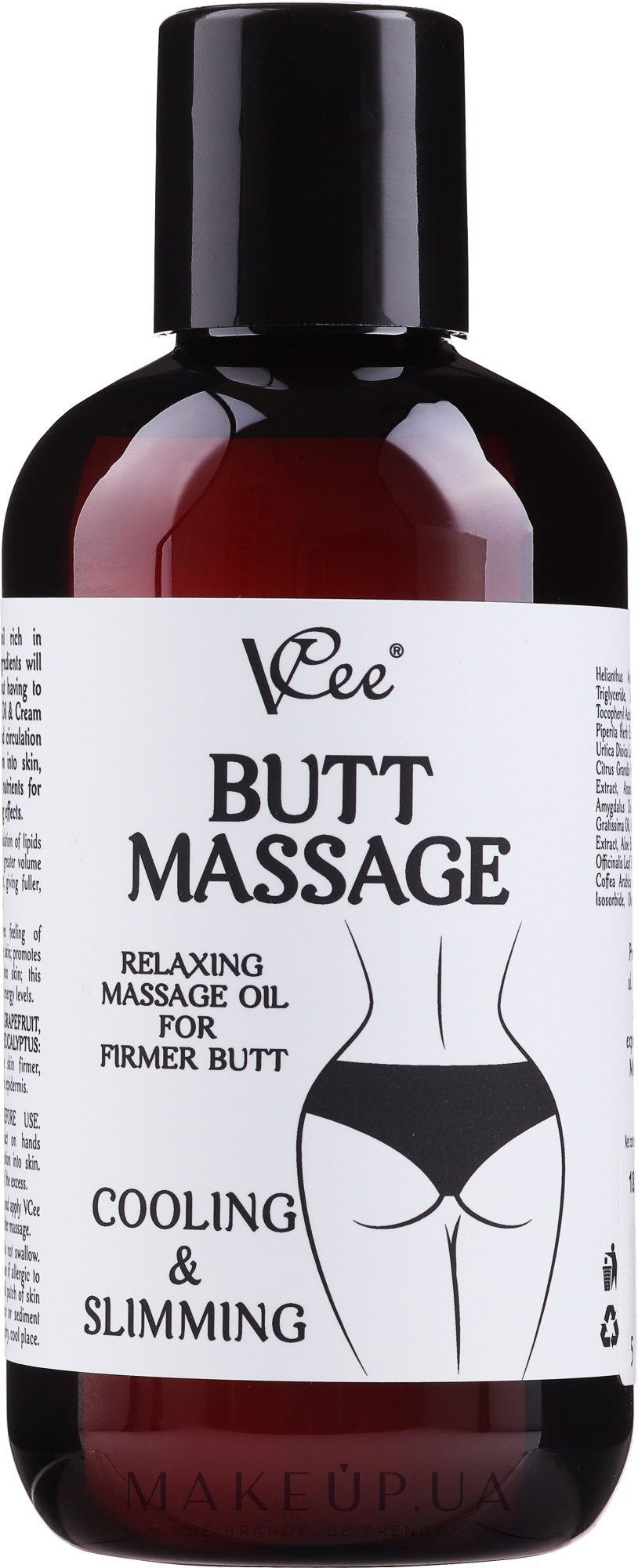 Розслаблювальна масажна олія для пружних сідниць - VCee Butt Massage Relaxing Massage Oil For Firmer Butt — фото 200ml