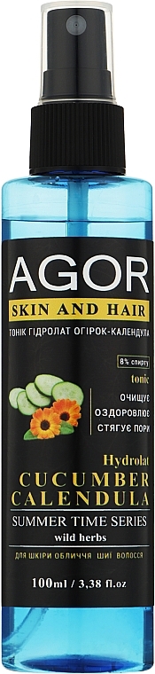 Тонік "Гідролат огірок-календула" - Agor Summer Time Skin And Hair Tonic — фото N1